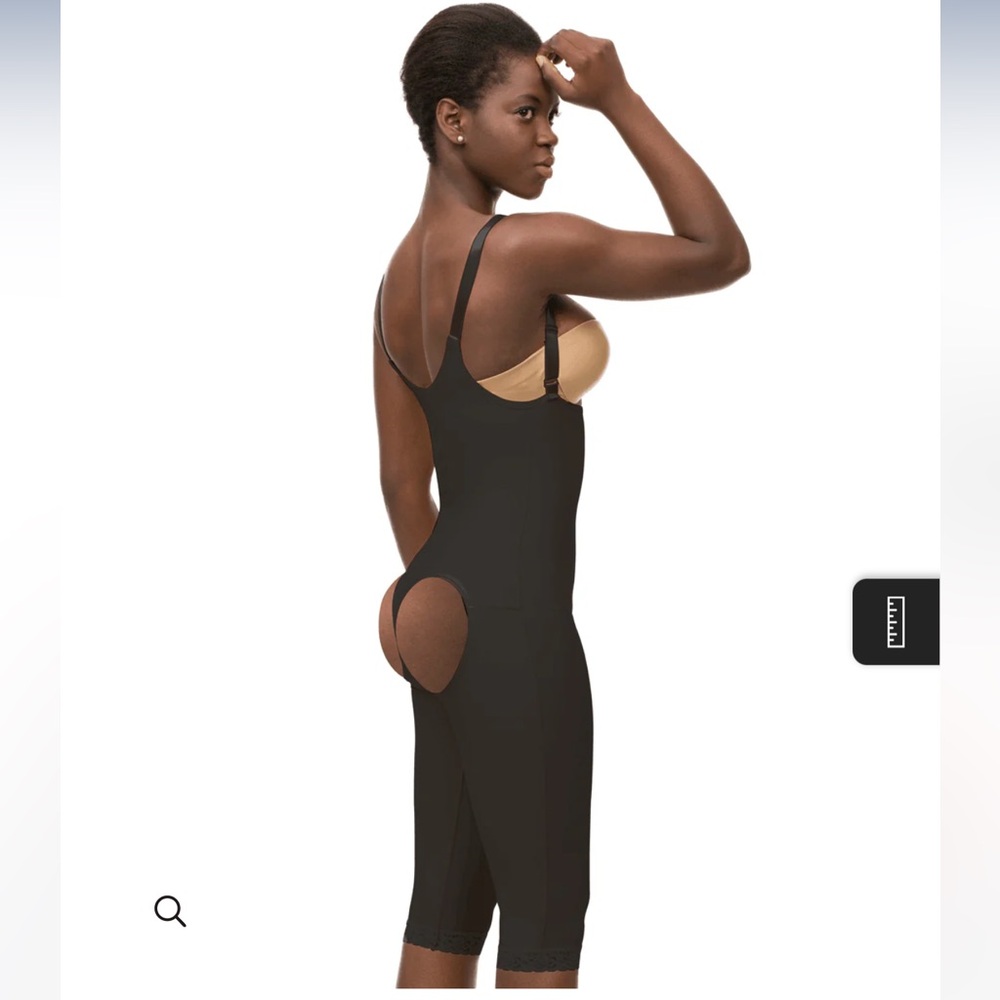 Open-Butt High-Waist Mid-Thigh Shapewear Bodysuit - Black